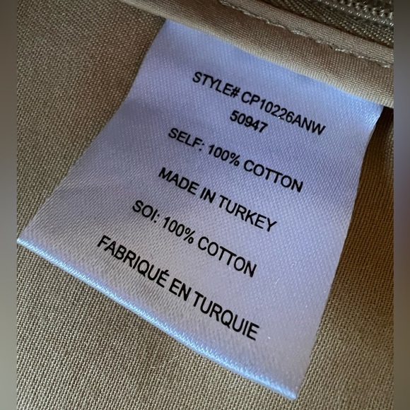 Anthropologie Eva Franco khakiTrench Buttoned Blouse with Straps Petite crop 20W - Picture 12 of 12